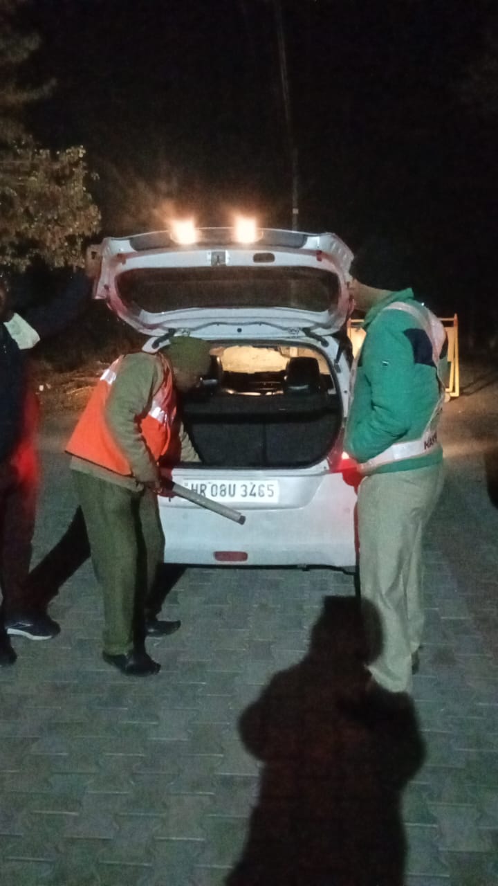 चैकिंग करते पुलिसकर्मी।